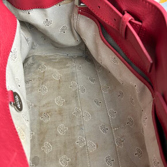 Bayswater Inspired Leather Tote Satchel Red Silver Toned Hardware READ - Picture 8 of 16